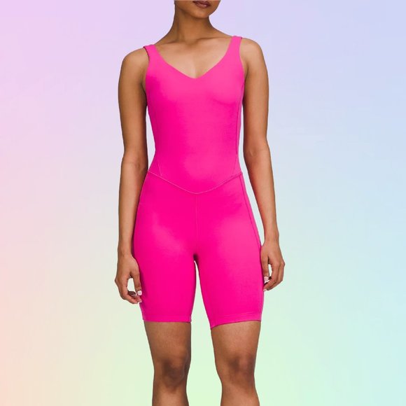 💕Lululemon Align Bodysuit Onesie 8" sonic pink SNCP NWT Size 12💕 - Picture 1 of 7